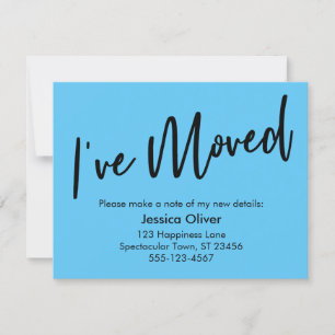 Invitation "J'ai déménagé" Écriture moderne Sky Blue Card