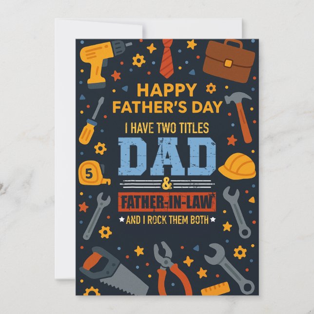 Invitation J'Ai Deux Titres Papa & Père En Droit Je Les Roche (Devant)