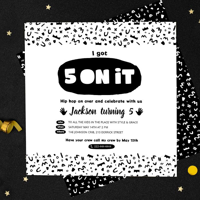 Invitation J'ai eu 5 sur ça, 90s Hip hop Anniversaire Vieux R (Créateur téléchargé)