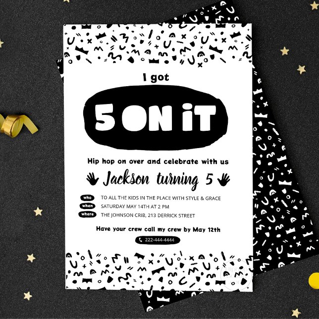 Invitation J'ai eu 5 sur ça, 90s Hip hop Anniversaire Vieux R (Créateur téléchargé)