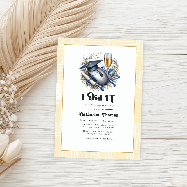 Invitation J'ai fait l'informatique de l'informatique de la f (I Did IT Computer Science Graduation Party Photo Invitation)