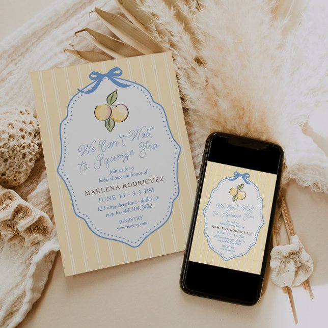 Invitation J'ai hâte de vous presser Citrus Baby Shower  (Créateur téléchargé)