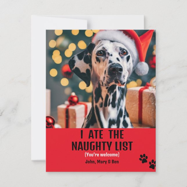 Invitation J'ai mangé Naughty List Pet Photo Christmas Red Ho (Devant)