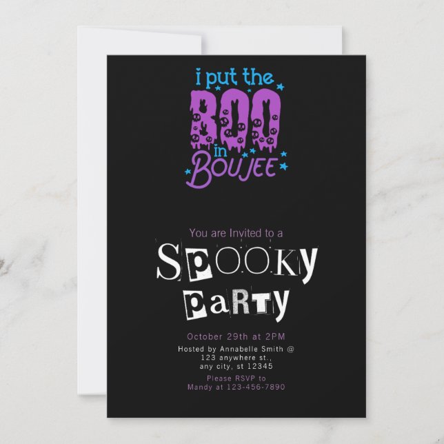 Invitation J'ai mis le Boo dans la fête d'Halloween de Boujee (Devant)