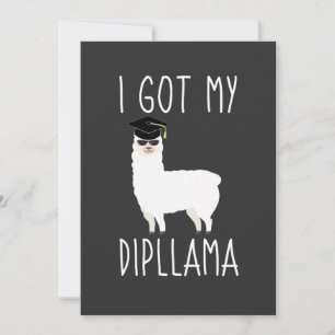 Invitation J'Ai Obtenu Mon Dipllama Graduation Llama Pun