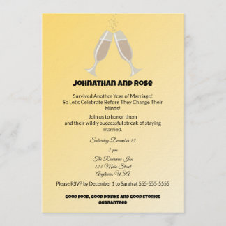 Invitation J'ai survécu à une autre année de mariage