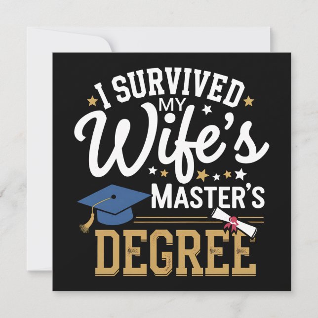 Invitation J'ai survécu au master de ma femme Diplômée de ma  (Devant)