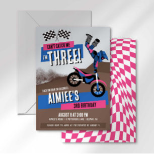Invitation J'ai Trois Ans et Je Fuis en Moto de Cross pour Mo