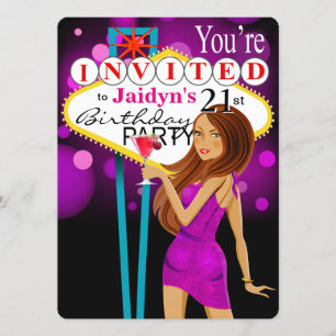 Invitation Jaidyn Las Vegas 21e Anniversaire violet