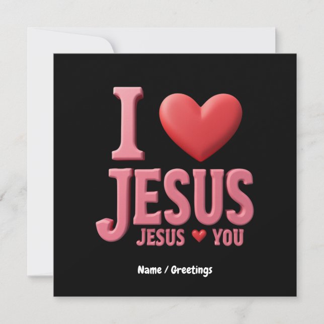 Invitation J'Aime Jésus, Jésus Vous Aime Une Foi Chrétienne (Devant)