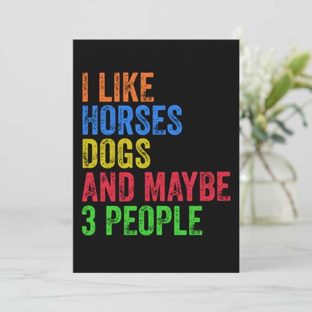 Invitation J'Aime Les Chiens De Cheval Et Peut-Être 3 Personn (Debout devant)