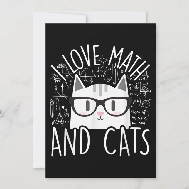 Invitation J'aime les maths et les chats Chaton mignon Chat (Devant)