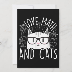 Invitation J'aime les maths et les chats Chaton mignon Chat