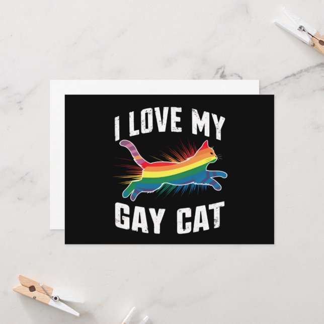 Invitation J'Aime Mon Chat Gay Funny Rainbow Pride Lgbt (Devant/Arrière en situation)