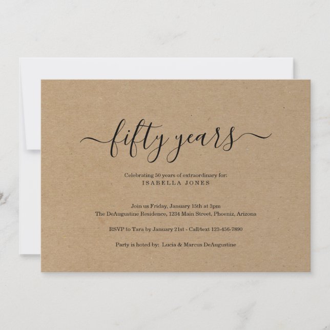 Invitation Jalon Adulte Anniversaire Partie Kraft Papier (Devant)