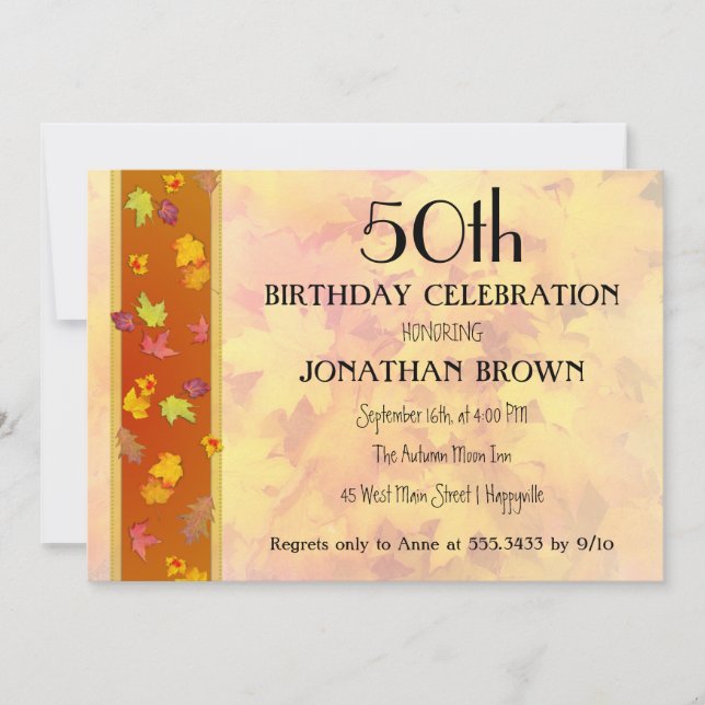 Invitation Jalon Automne Fête d'anniversaire (Devant)