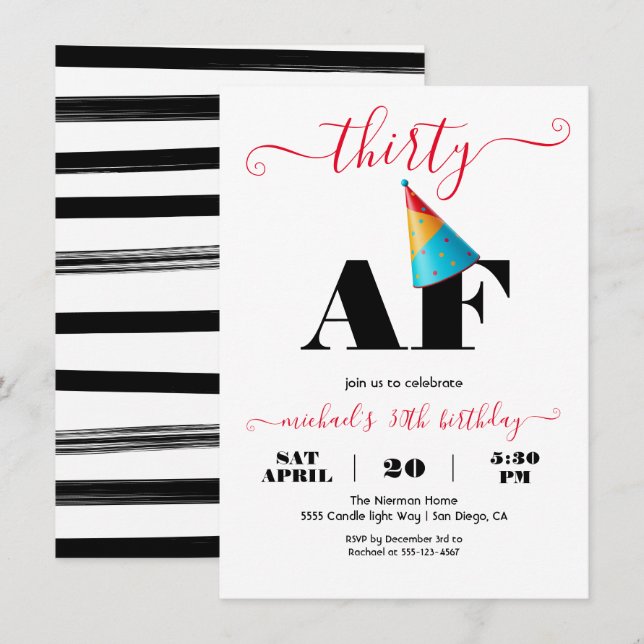 Invitation Jalon Funny Vieux Fête d'anniversaire de la Fête (Devant / Derrière)