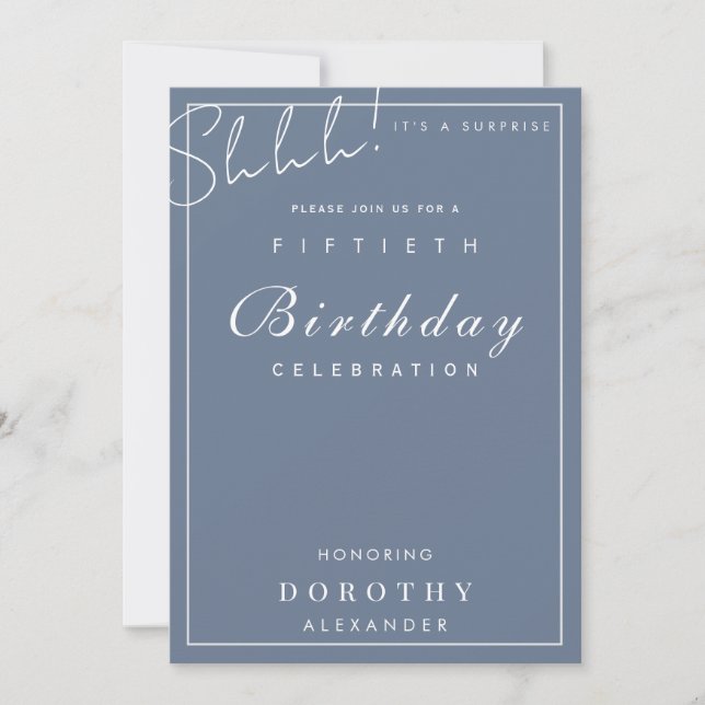 Invitation Jalon minimaliste moderne Surprise Anniversaire (Devant)