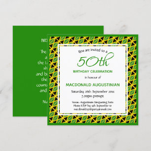 Invitation JAMAICA FLAG personnalisé 50e anniversaire