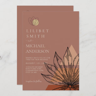 Invitation Japandi Abstrait Scandinave Mariage géométrique