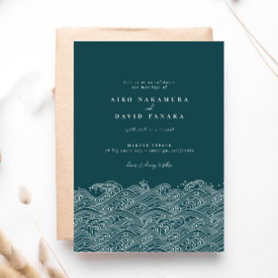 Invitation Japanese Ocean Waves Beach Wedding