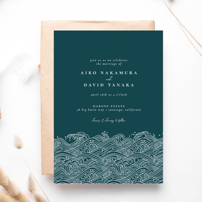 Invitation Japanese Ocean Waves Beach Wedding (Créateur téléchargé)