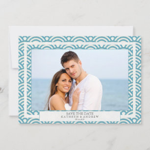 Invitation Japon Seigaiha Vagues Enregistrer La Date Flat Pho