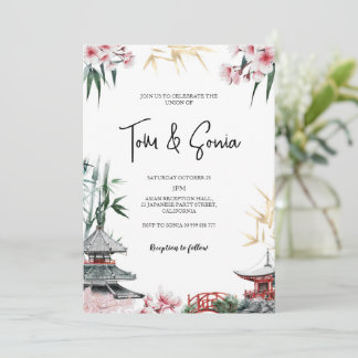 Invitation Japonais Sakura Cherry Blossom Mariage asiatique