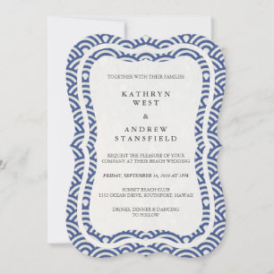 Invitation Japonais Seigaiha Vave Elégant Mariage Plage