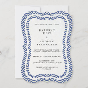 Invitation Japonais Seigaiha Vave Elégant Mariage Plage