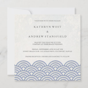 Invitation Japonais Seigaiha Vave Elégant Mariage Plage