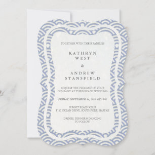 Invitation Japonais Seigaiha Vave Elégant Mariage Plage