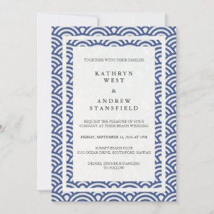 Invitation Japonais Seigaiha Vave Elégant Mariage Plage