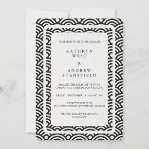 Invitation Japonais Seigaiha Vave Elégant Mariage Plage