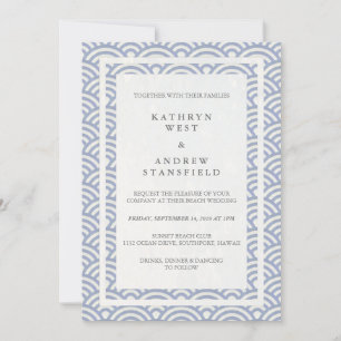 Invitation Japonais Seigaiha Vave Elégant Mariage Plage