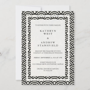 Invitation Japonais Seigaiha Vave Elégant Mariage Plage