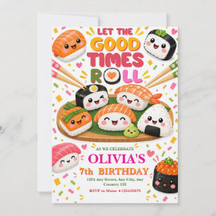 Invitation japonaise d'anniversaire de rouleau de 