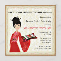 Invitation japonaise de coutume de partie de sushi