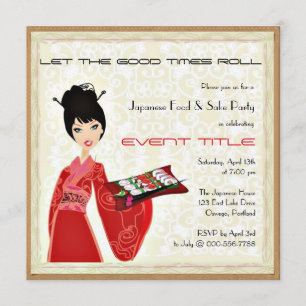 Invitation japonaise de coutume de partie de sushi