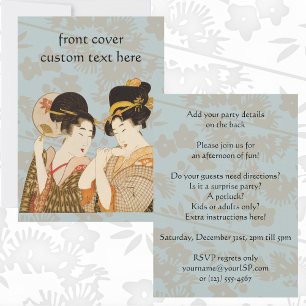 Invitation Japonaise vintage Geisha Girls dans Kimonos Party