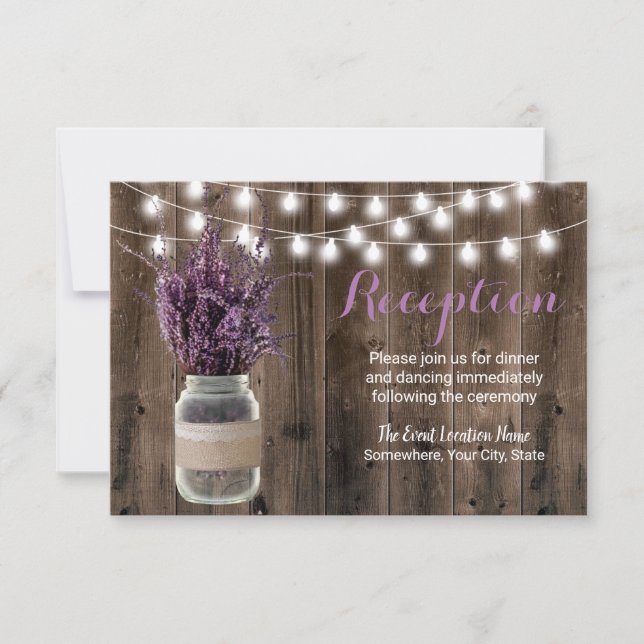 Invitation Jar de mariage champêtre avec fleurs de lavande (Devant)