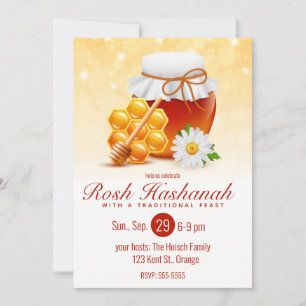 Invitation Jar de miel, peigne de miel, Daisy Rosh Hashanah