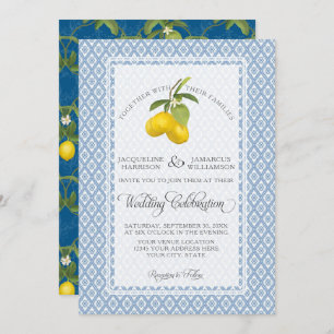 Invitation Jardin agricole Lemon BOHO Citrus Navy et White