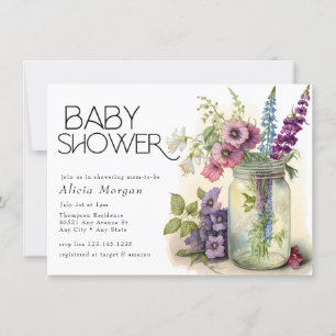 Invitation Jardin anglais Baby shower Fleurs de chalets