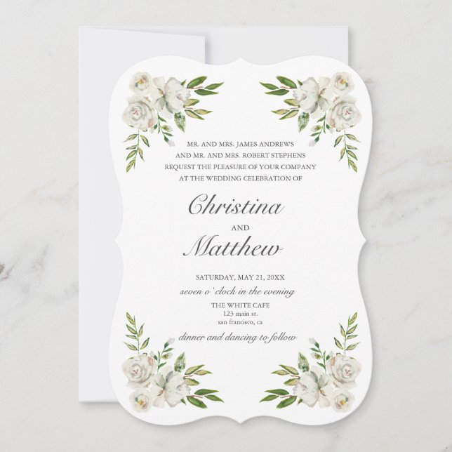 Invitation Jardin antique Vintage Fleurs mariage (Devant)