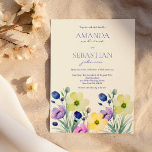 Invitation Jardin aquarelle fleurs fleurs sauvages Mariage