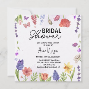 Invitation Jardin aquarelle florale fleurs sauvages douche de