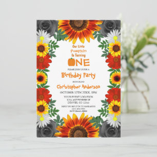 Invitation Jardin Automne Floral Petit Citrouille Anniversair