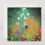 Invitation Jardin aux fleurs Gustav Klimt<br><div class="desc">Carte représentant le Jardin des fleurs peint à l’huile de Gustav Klimt (1906). Un beau jardin de fleurs violettes,  rouges,  blanches,  bleues et oranges. Un grand cadeau pour les amateurs d'art Art Nouveau et autrichien.</div>