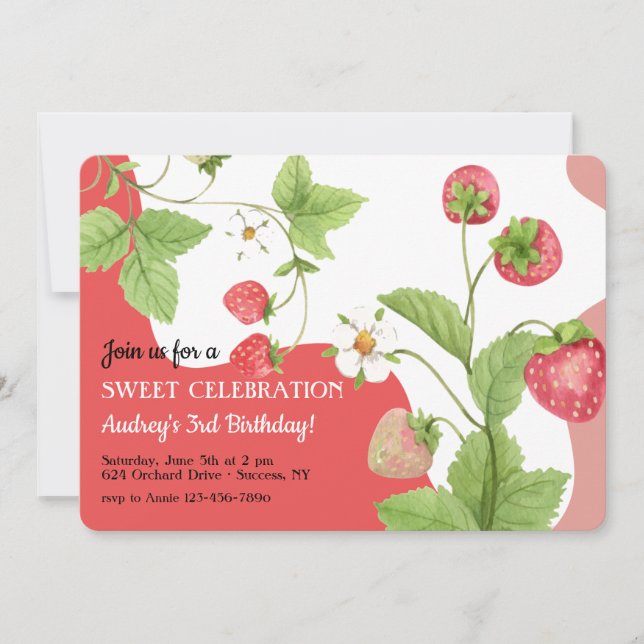 Invitation Jardin aux fraises (Devant)